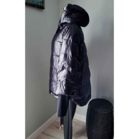 Nikki Jones Oversized Shiny Puffer Black Winter Jacket NWT Sz M - Picture 5 of 10